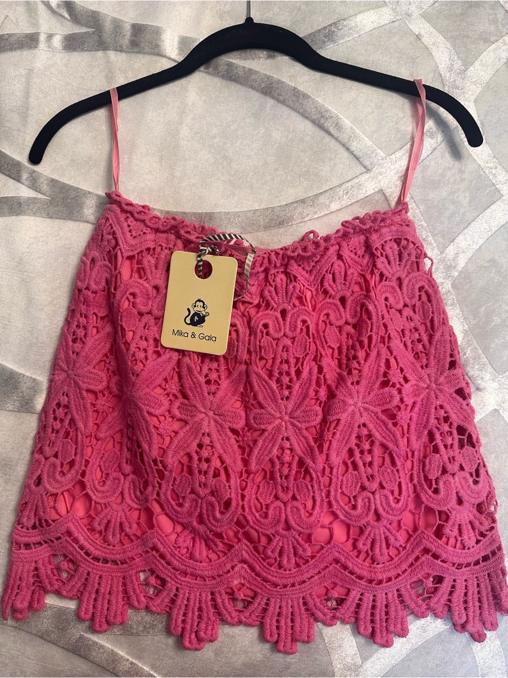 Mika & Gala Pink Crochet Lace Mini Skirt Size AUS 8 NWT